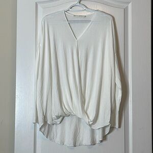 A Beautiful Soul Long Sleeve Surplice Top White 1X